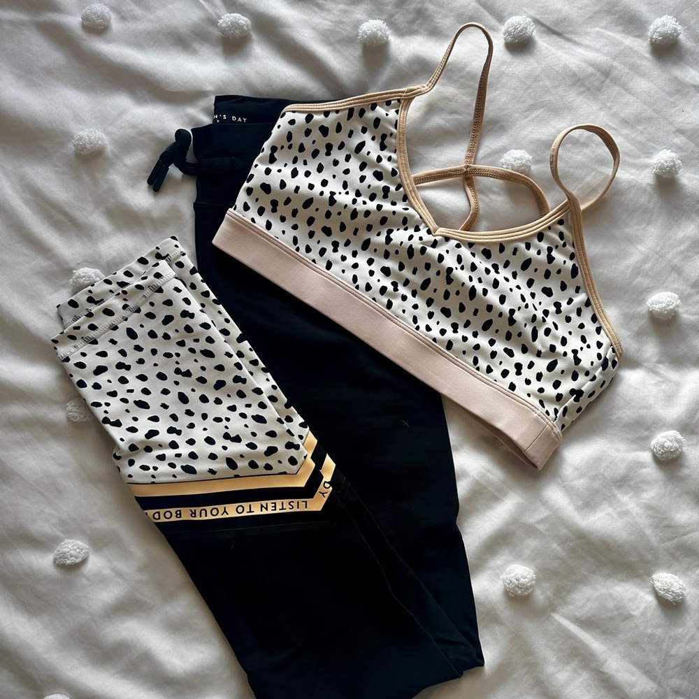 White Fox x Sarah’s Day Spotted Activewear Top and Leggings